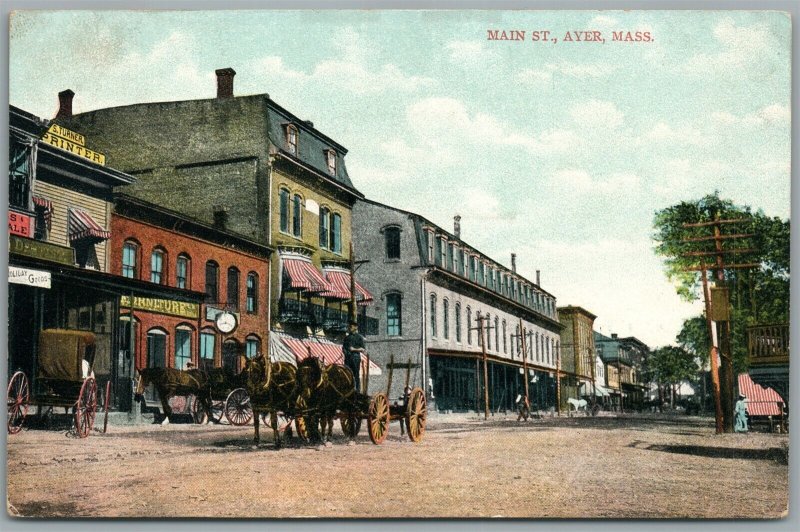 AYER MA MAIN STREET ANTIQUE POSTCARD