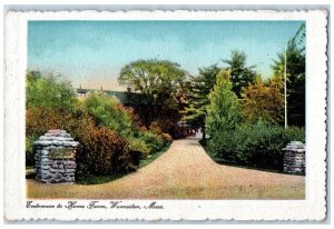 1914 Entrance to Home Farm Worcester Massachusetts MA Antique Postcard 