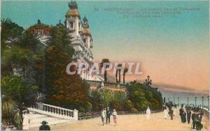 Old Postcard Monte Carlo casino and the terraces