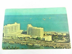 Vintage Postcard Florida FL Miami Beach Fontainebleau Hotel Cabana Yacht Post