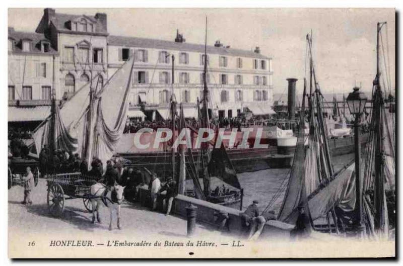 Old Postcard Honfleur L Embarcadere Boat Le Havre