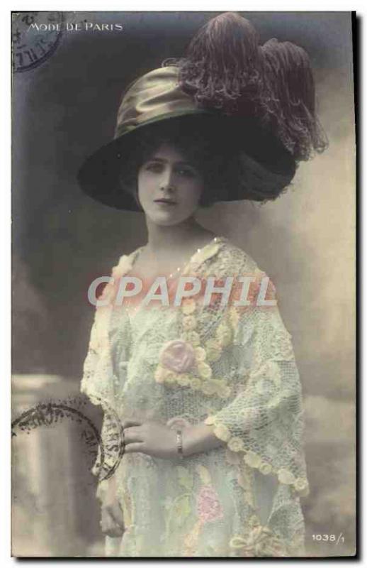 Old Postcard Paris Fashion Woman Hat