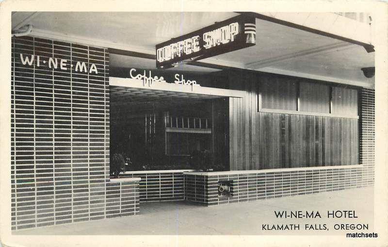1952 Coffee Shop Restaurant Wi-Ne Ma Hotel KLAMATH FALLS OR 1242 postcard RPPC