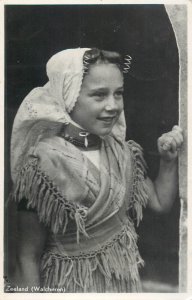 Cultures & Ethnicities postcard Netherlands Zeeland girl folk type costume 1956
