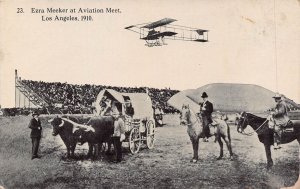 LOS ANGLES CALIFORNIA~EZRA MEEKER AT AVIATION MEET~1910 POSTCARD