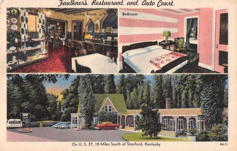 Standford Kentucky Faulkners Restaurant and Auto Court Vintage Postcard AA39808