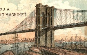 1880s The Great Suspension Bridge NY & Brooklyn Singer Sewing Machine F21