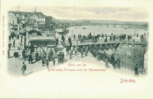 Germany Dresden Blick von der Brühlschen Terrasse Marienbrücke Postcard 08.39