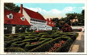 Gardens Home Washington Mount Vernon VA Virginia Flower Garden WB Postcard UNP 