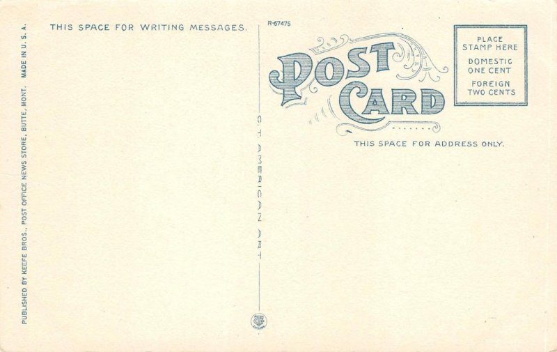 Road To Basin Creek Reservoir, Butte, Montana c1920s Keefe Bros Vintage Postcard