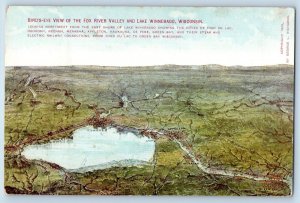 c1910's Birds Eye View Of The Fox River Valley Lake Winnebago Wisconsin Postcard