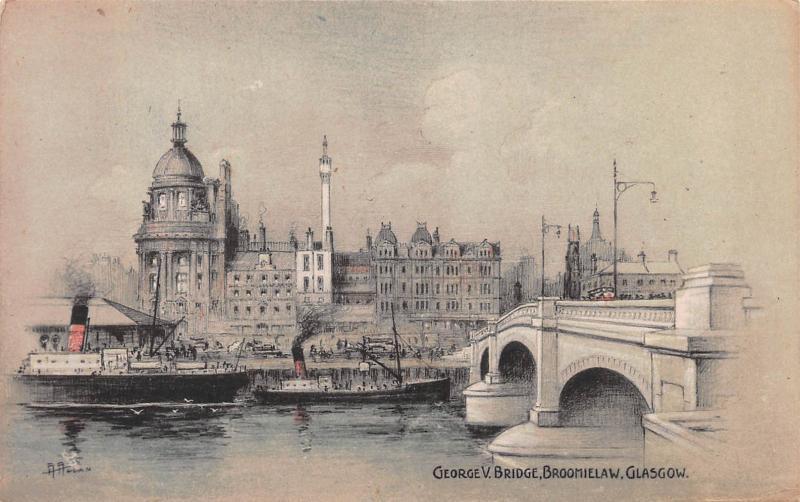 George V Bridge, Broomielaw, Glasgow, Scotland, Early Postcard, Unused