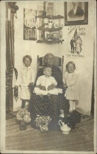 Grandmother & Children Anti Saloon Poster on Wall Temperance Social Hiistory