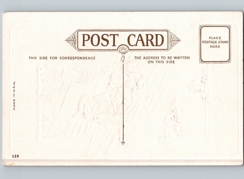 c1915 Cute Kids Children Sledding Merry Christmas Embossed Postcard