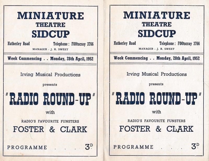 Sidcup Bexley Miniature Musical Radio Theatre 3x 1950s Theatre Programme s