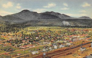 Aerial View of Williams Arizona Route 66 linen postcard