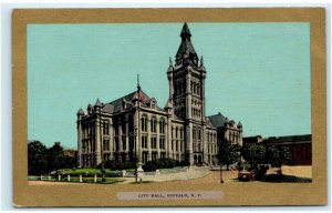 BUFFALO, NY New York ~ Street Scene CITY HALL c1900s Gold Border Postcard