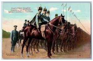 Russia Postcard Czar's Oldest Daughter Olga Inspecting Her Regiment c1910