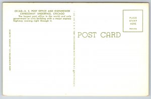 Chicago Illinois~US Post Office & Eisenhower Expressway Underpass~1950s Postcard