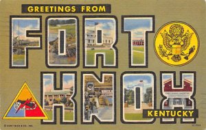 Large Letter Military Camp Post Card Greetings from Fort Knox, Kentucky, USA ...