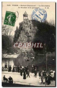 Old Postcard Paris Buttes Chaumont The Belvedere The rock and the boatman