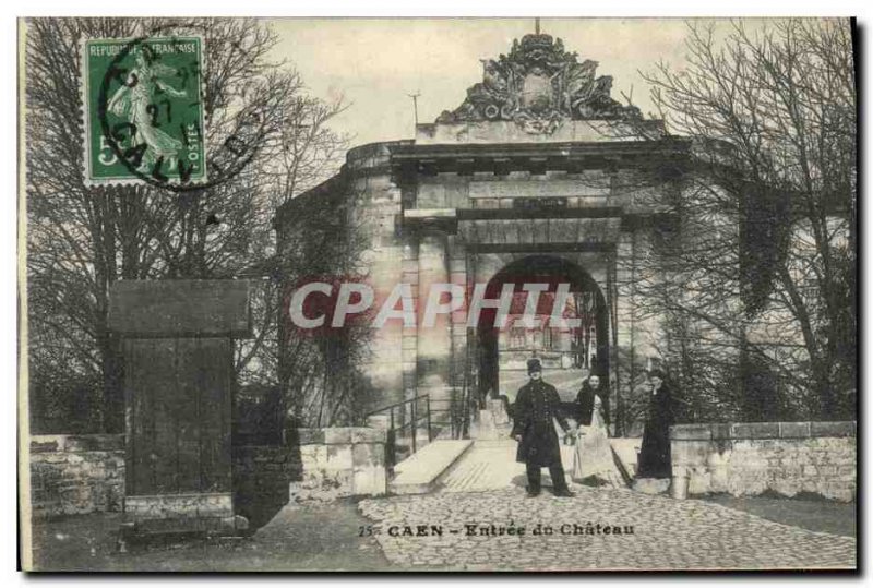 Old Postcard Entree du Chateau Caen Army Soldiers