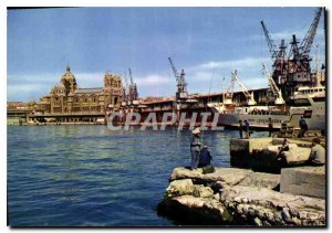Modern Postcard Marseille Port and the Cathedral