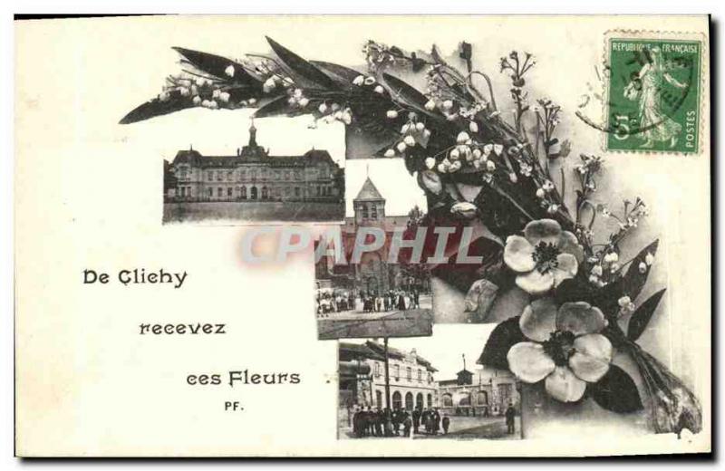 Old Postcard De Clichy Get ed Flowers