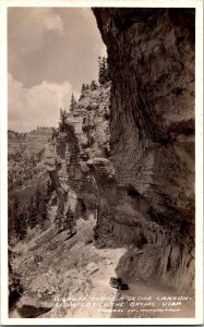 RPPC Highway Through Cedar Canyon, Cedar Breaks Natl Mon UT Vintage Postcard P69