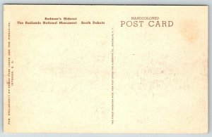 Hand Colored   Badlands National Monument  South Dakota  Postcard
