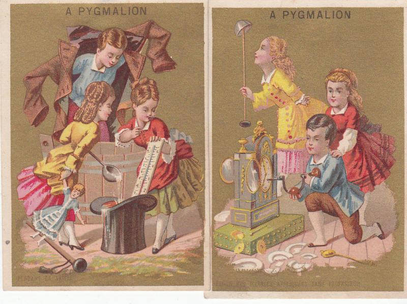 Pygmalion Grands Magasins de Nouveates - Two Trade Cards