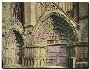 Old Postcard Poitiers Cathedral Portal