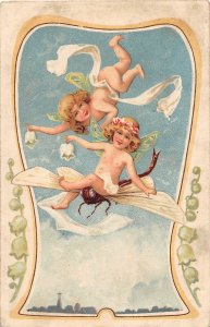 G48/ Insect Bug Pest Comic Postcard c1910 Fantasy Cherubs Dragonfly 10