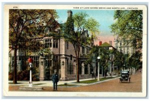 c1920 View Lake Shore Drive North Ave. Chicago Illinois Vintage Antique Postcard