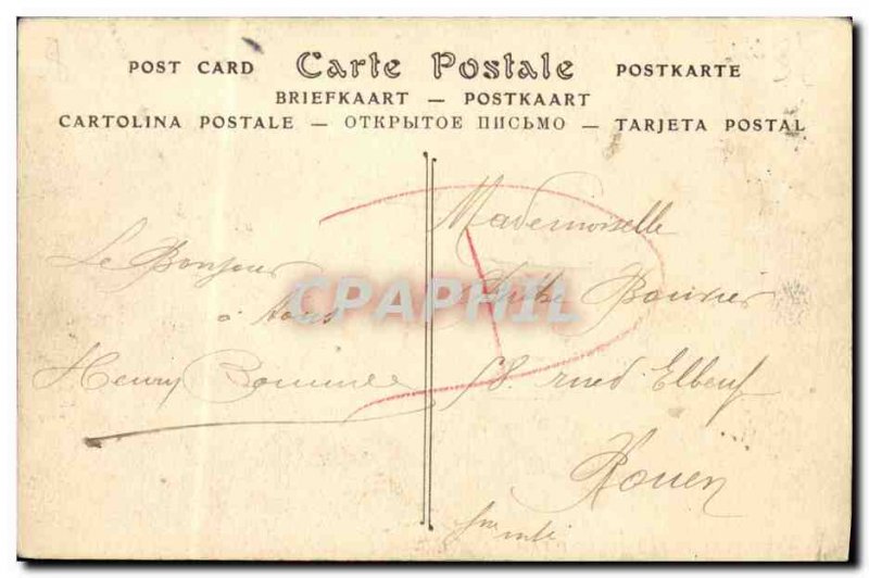 Old Postcard Honfleur Harbor Yacht