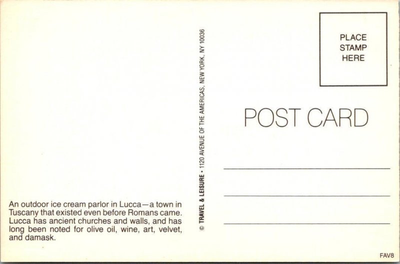Lucca, Tuscany Italy  GELATERIA Outdoor Ice Cream Parlor  ROADSIDE  Postcard
