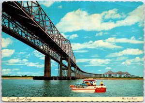 VINTAGE CONTINENTAL SIZE POSTCARD THE COOPER RIVER BRIDGE AT CHARLESTON S.C.