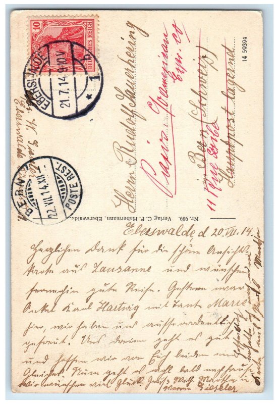 1914 Shipping Route Berlin Stettin Bridge Canal Eberswalde Germany Postcard