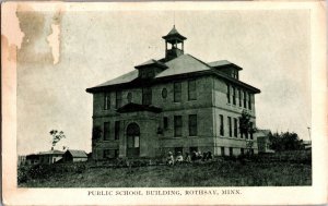 View of Public School Building, Rothsay MN c1908 Vintage Postcard P72