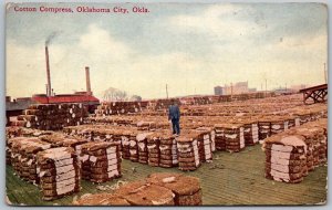 Oklahoma City Oklahoma c1910 Postcard Cotton Compress Factory Bales