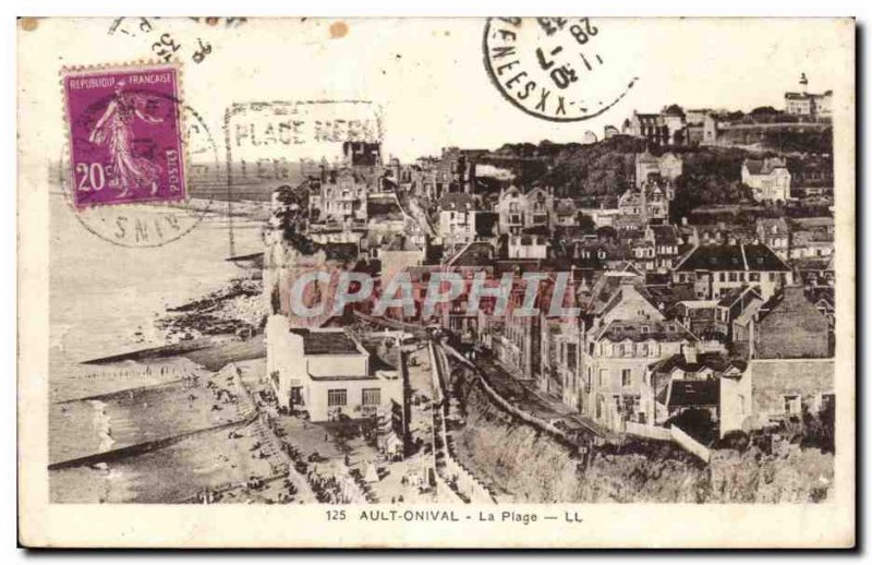 Old Postcard Ault Onival Beach