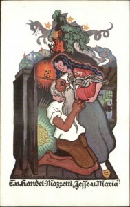 Dragon - Mary & Jesus? Handel Mazzetti Jesse und Maria Art Deco Postcard 1923