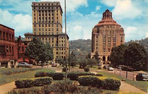 Plaza showing Buncombe County Court House and City Hall Asheville, North Caro...