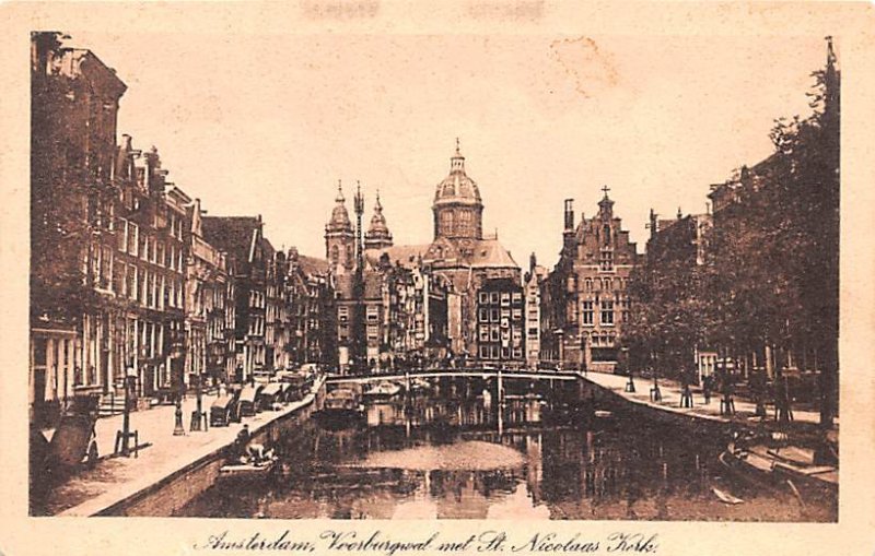 Voorburghval met St Nicolas Kerk Amsterdam Holland Unused 