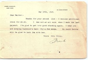 1910 JAMES DOUGLAS NEW YORK 99 JOHN STREET BUSINESS LETTER Z4635