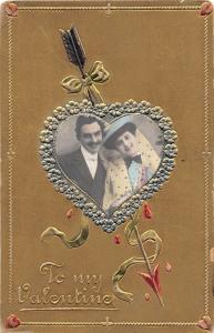 VALENTINE'S DAY Love Holiday RPPC Real Photo COUPLE HEART Postcard Germany 363