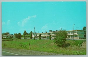 Angola Indiana~Faucher's Motel & Restaurant~60s Cars~Postcard~1960s 