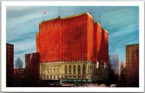 Chicago IL-Illinois, Palmer House Largest Hotel, High-Rise Bldg. Steet, Postcard