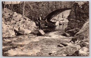 Trout Fishing Norwalk River Connecticut CT Rocks RPPC Real Photo Postcard