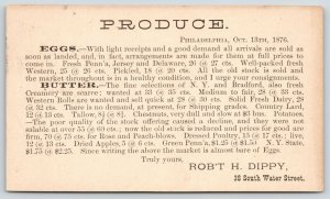 Philadelphia PA~Rob't Dippy Produce Eggs & Butter~1871 Liberty Postal (1875 PM) 